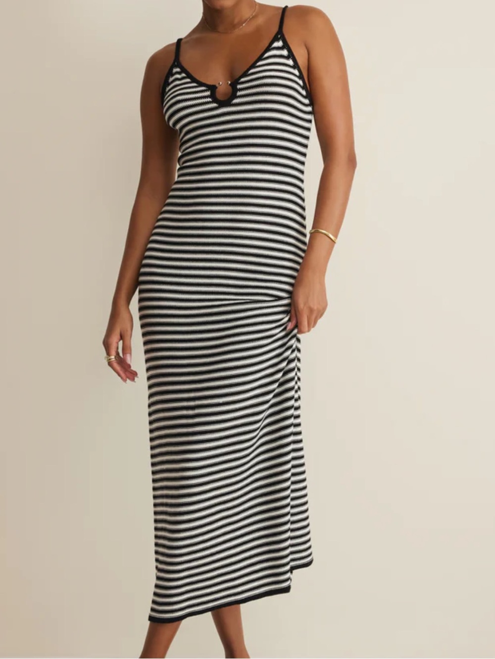 Z Supply Majestic stripe Black and White Striped Midi Dress